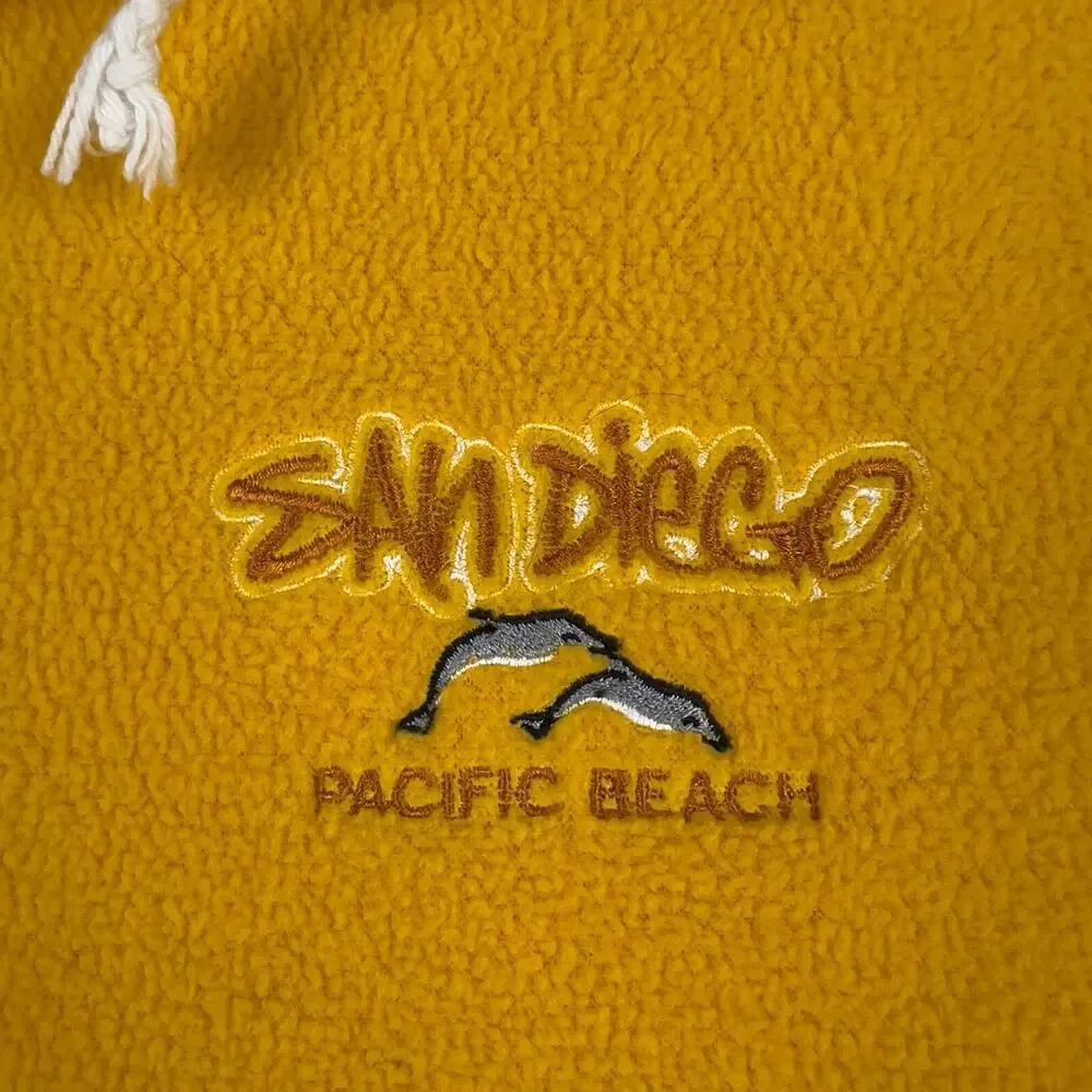 San Diego Pacific Beach Size S Mustard Yellow Fleece Zip Hoodie Dolphin USA